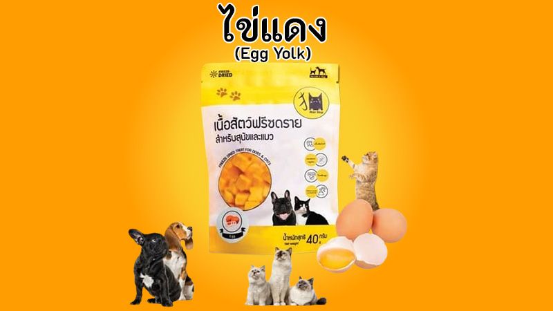 Freeze-dried ไข่แดงพรีเมี่ยมไม่เค็มตัวแน่นขนสวยแข็งแรง